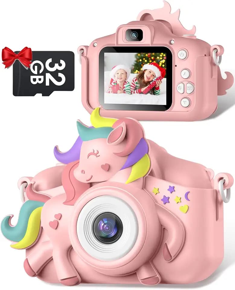 Gofunly Kinderkamera Digitalkamera mit 2,0-Zoll-Bildschirm & 32G Karte