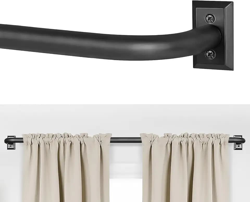 ZYRW Black Curtain Rods, Room Darkening Curtain Rod for Windows 66 to 120 Inches(5.5-10Ft), Wrap Around Rods, Adjustable Heavy Duty Blackout Drapery Rod, Window Treatment, Matte Black