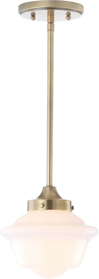 JONATHAN Y Kurtz 1-Light Schoolhouse Pendant 7.25", Brass Gold