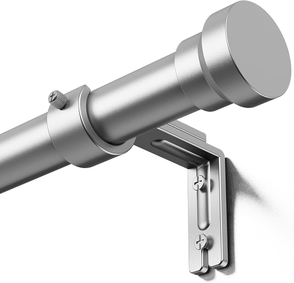 YaFex Curtain Rods 32-114 Inch, Heavy Duty 1 Inch Diameter Silver