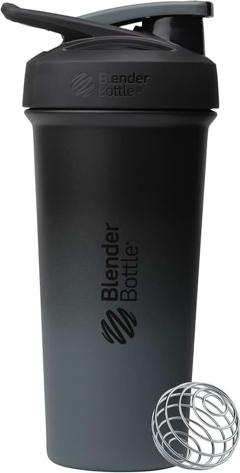BlenderBottle Sport Sleek Stainless Steel Shaker Bottle 25 oz Black