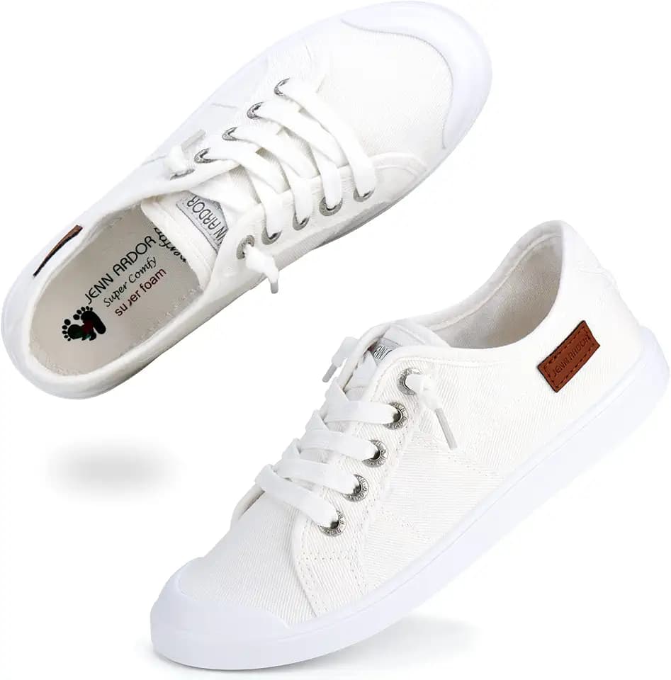 JENN ARDOR Women's Canvas Sneaker Slip-ons Loafers Shoes for Womens Fashion Casual Canvas Round Toe Soft Comfortable Walking Flats
