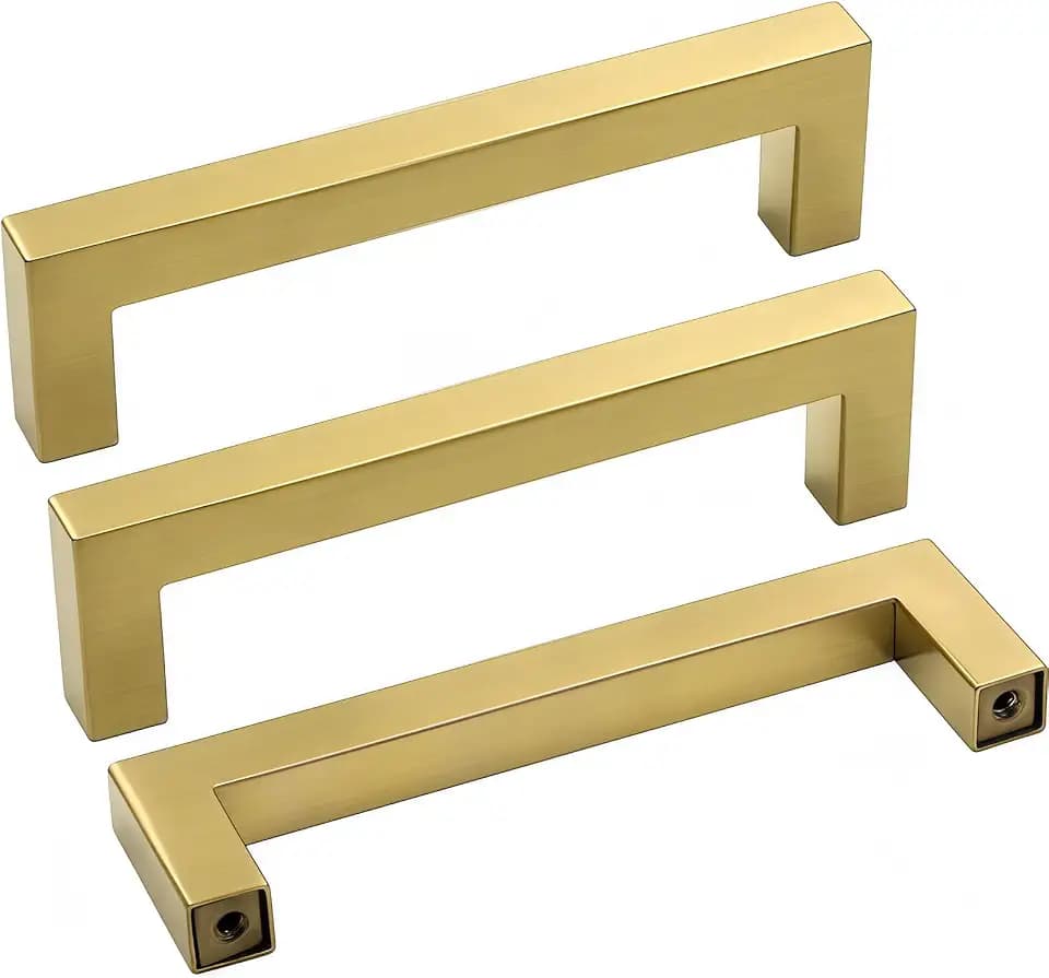 Goldenwarm 5 Pack 3.75 Inch Gold Cabinet Handles Brushed Gold Cabinet Pull