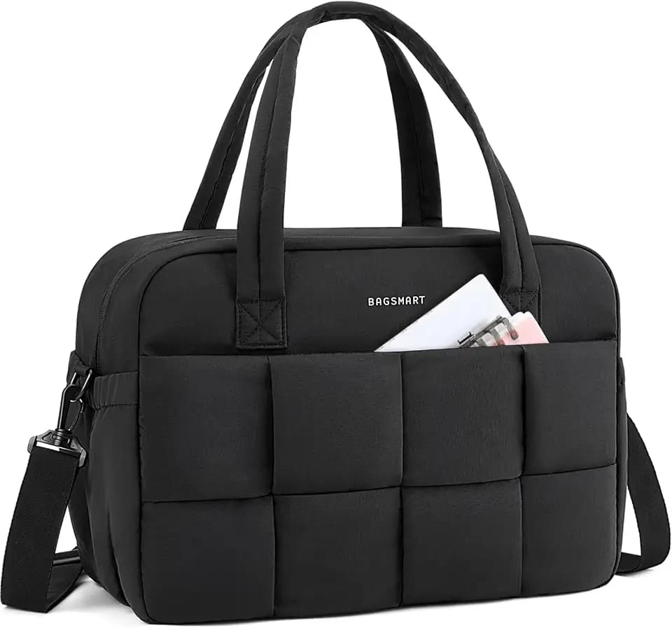 BAGSMART Gym Bag for Women, Personal Item Puffer Duffle Bag, Weekender Overnight Carry On Tote Handag for Travel