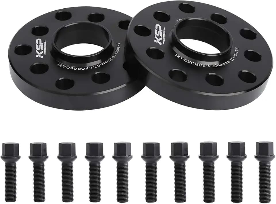 KSP 20mm 5X100 & 5X112 Wheel Spacers for Audi A4 A6 A8 S4 S6 TT Quattro & VW Golf Jetta Passat - Hub Lip Bolt Pattern with 10 M14x1.5 Extended Lug Bolts 57.1mm Hub Bore 2pcs