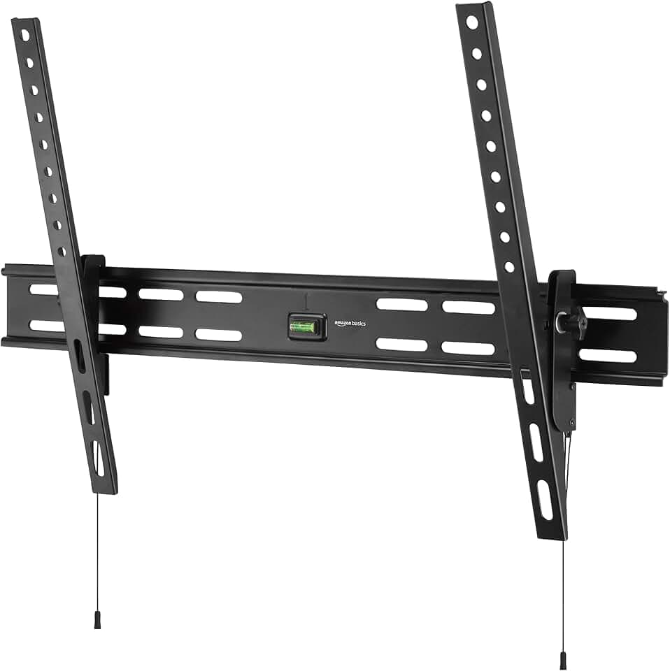 Amazon Basics Heavy-Duty Tilting TV Wall Mount with Mounting Hardware, Bubble Level and Template for 37" to 80" TVs up to 120 lbs, Black