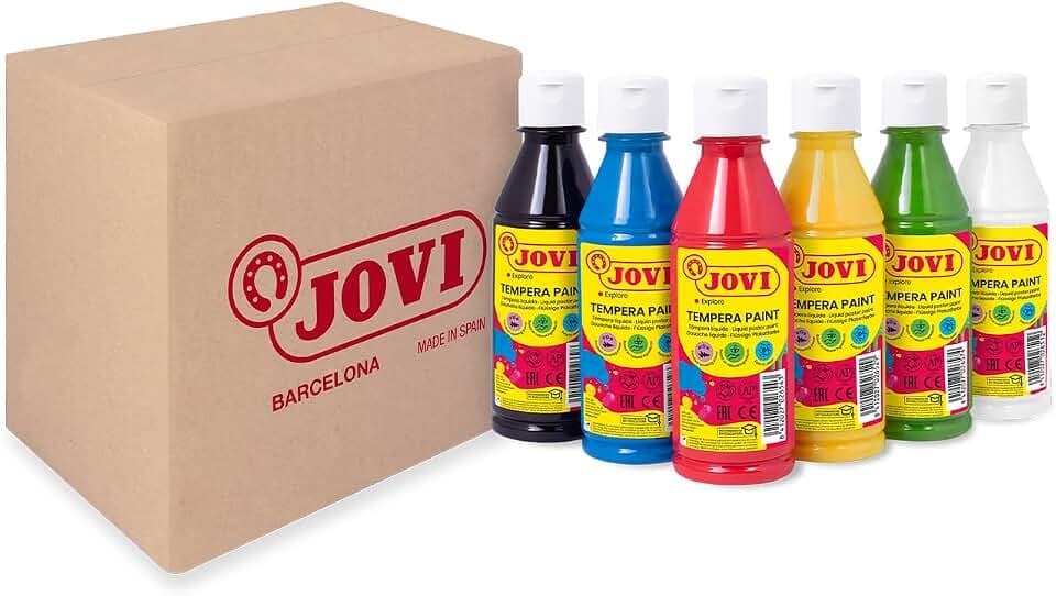Jovi - Tempera Liquid, Box mit 6 Flaschen à 250 ml, Primärfarben