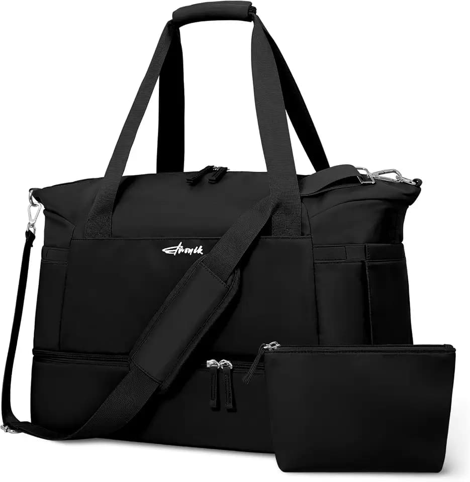 Gym Bag for Women, 45L Carry On Travel Duffel Bag with Shoes Compartment