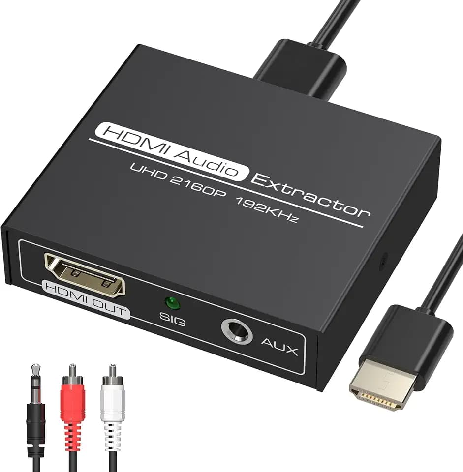 HDMI Audio Extractor 4K with 3.5mm AUX Stereo and L/R RCA Out Converter Adapter Splitter Support 4K 1080P 3D Compatable for PS3 Xbox Fire Stick