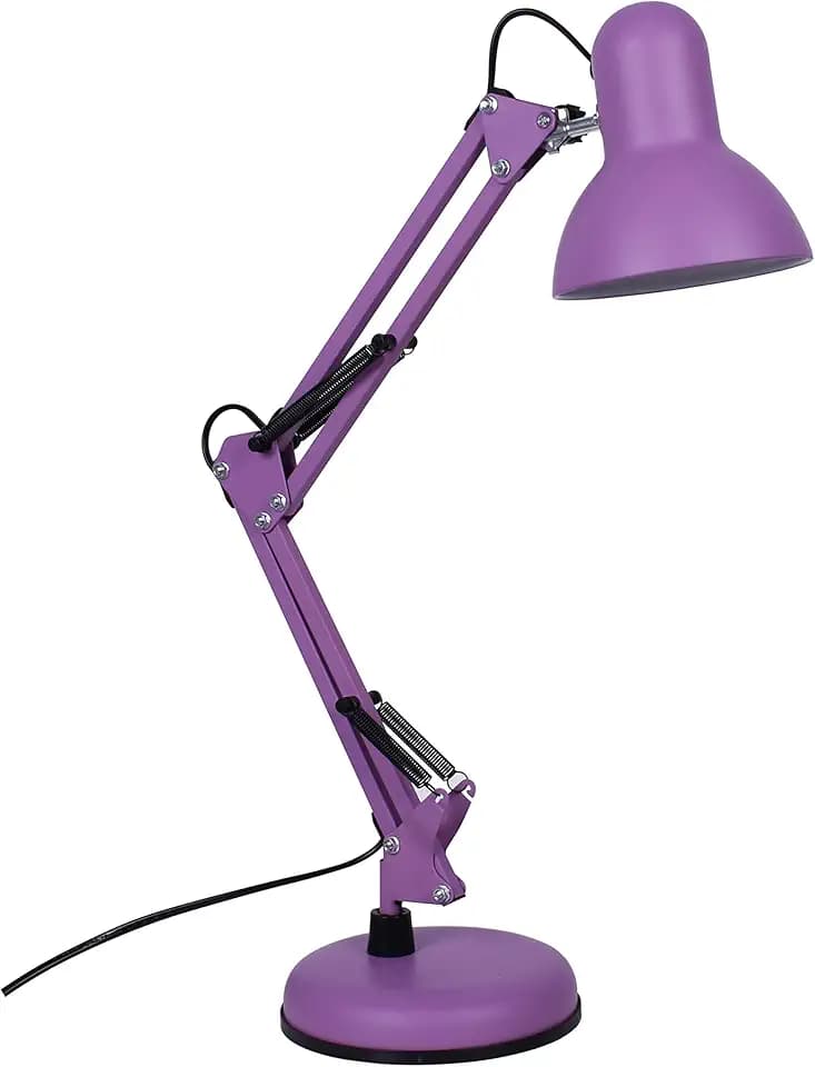 Bel Air Home - LED-Schreibtischlampe Antigona Serie Flexo, Retro-Vintage-Design 1xE27, Gelenkarm, für stilvolles Arbeiten und entspanntes Lesen (GLÜHBIRNE NICHT INBEGRIFFEN) (Lila/Matt)