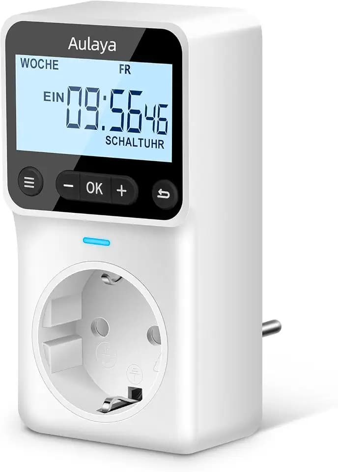 Zeitschaltuhr Digital Deutsche Ausführung Steckdose mit 25 konfigurierbaren Wochen- Tages- und Minuten Programmen, Neu aufgerüsteter Groß LCD Display Digitale Elektrische Zeitschaltuhr 3680W-1 Pack