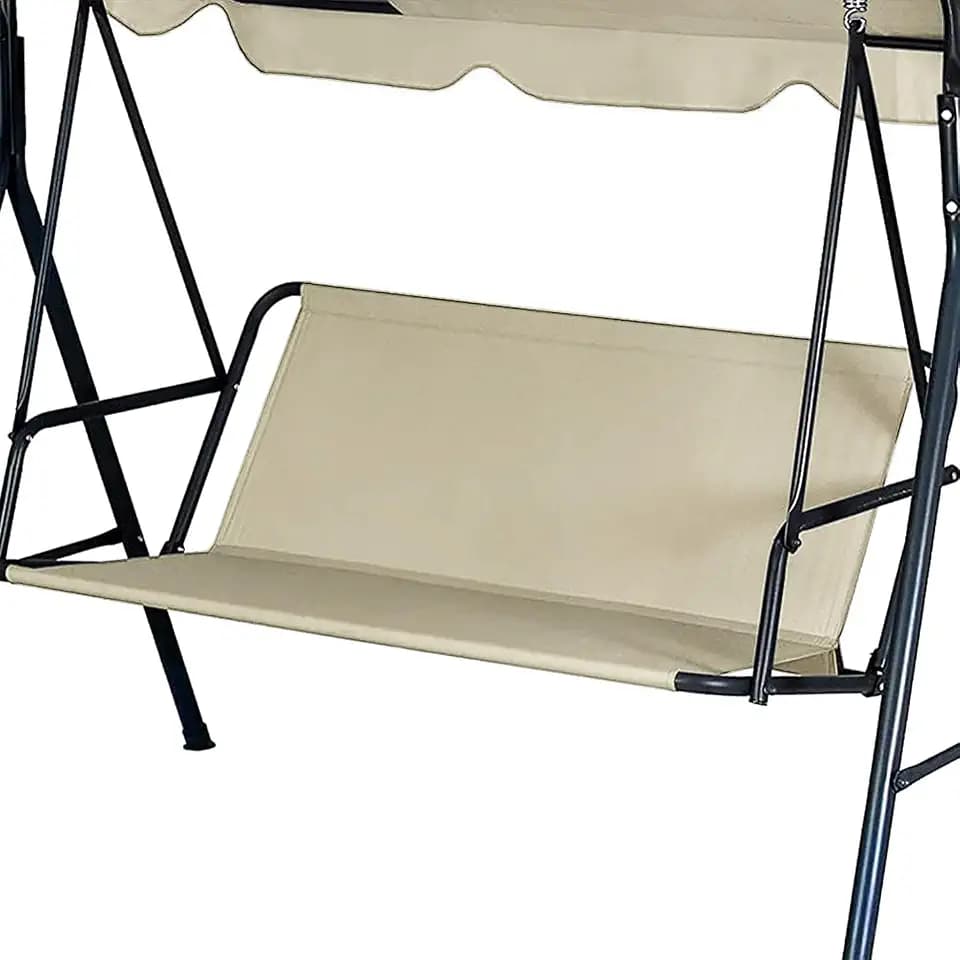 Swing Seat Replacement Cover for Outdoor Patio Swing 3 Seater 600D Upgraded Thicken Oxford Waterproof Fabric Porch Swing Chair Cushion Covers (Beige, 58.3x19.5x19.5 inches)
