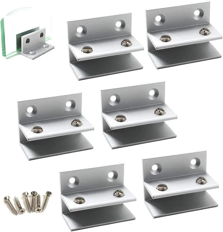 F Shape Glass Clamp Aluminium Alloy Glass Support Bracket Fit for 10-13mm Glass Thickness Come with Screws (Pack of 6)