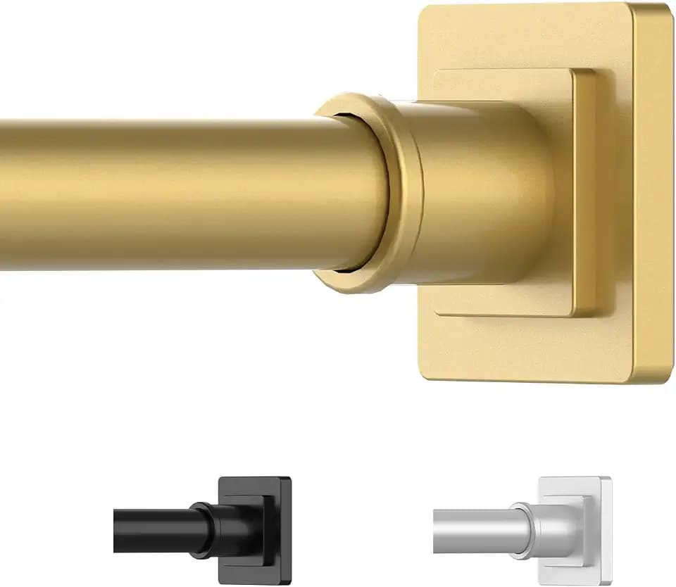 UIOSANRT Goldene Duschvorhangstange 79-200 cm, rutschfeste Duschstange, Tension-Befestigung ohne Bohren, federbelastete, verstellbare Tension-Stange für Fenster und Badezimmer