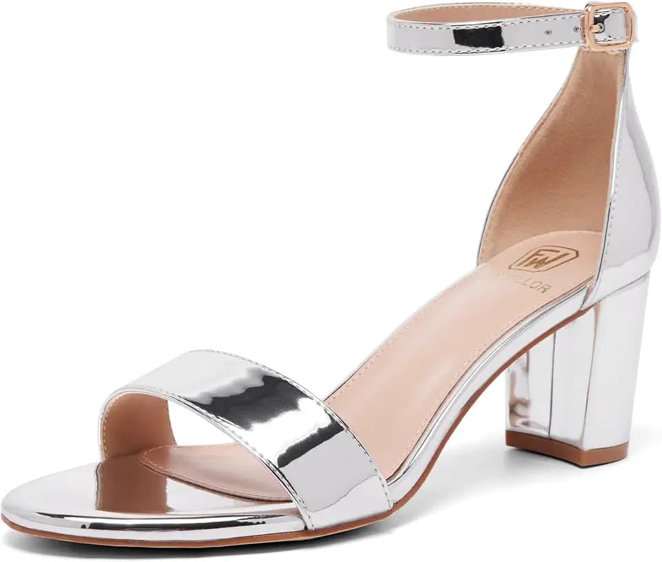 FW FRAN WILLOR Women Open Toe Low Chunky Short Heels Block Heel Sandals