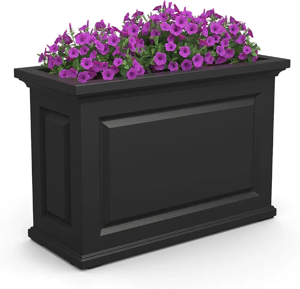Mayne Nantucket Self-Watering Rectangular Trough Planter, Black