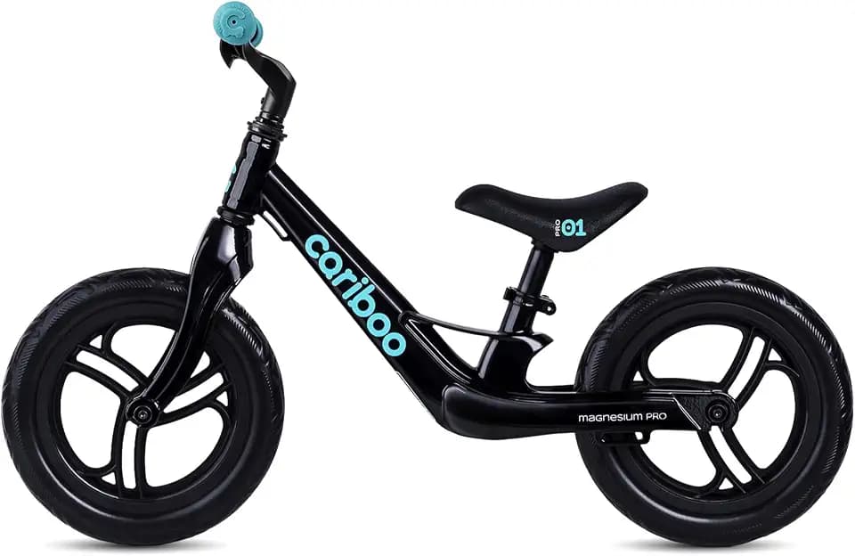Cariboo Magnesium Pro Laufrad 12 Zoll ab 2 Jahre, Ultraleicht | Magnesiumrahmen, bis 30 kg belastbar, höhenverstellbarer Sattel, schnelle Montage, Jungen und Mädchen