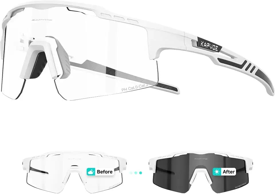 KAPVOE Selbsttönende Fahrradbrille Herren Damen UV400 TR90 K75