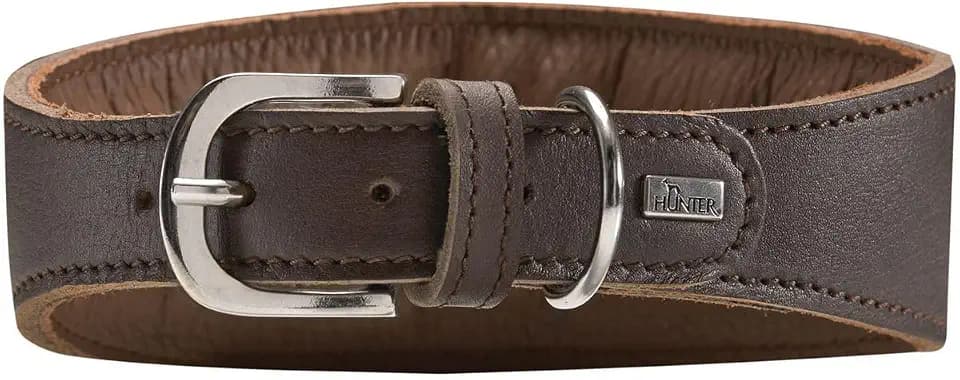 HUNTER SUPER SOFT Windhundhalsband, Leder, gepolstert, 42 (S), dunkelbraun