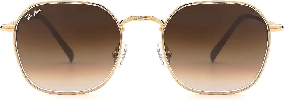 Pro Acme Hexagonal Sunglasses for Women Men, 100% Real Glass Lens