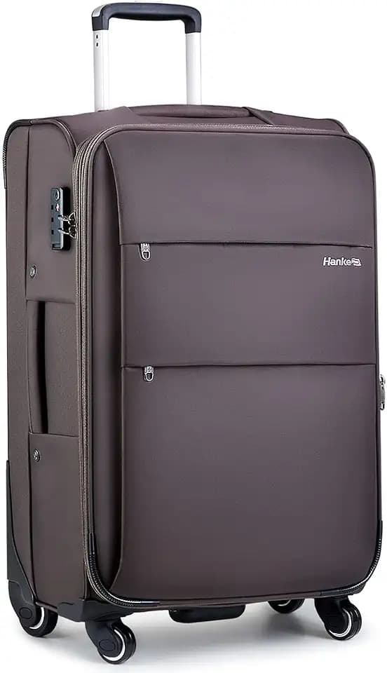 Hanke 28 Inch Luggage with Spinner Wheels Expandable Large Suitcase with Wheels Softside Check in Luggage Rolling Suitcase with Lock Lightweight Travel Luggage for Men and Women.(Coffee)