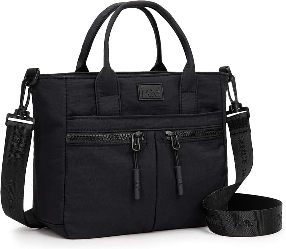 Lee Mini Nylon Tote Bag for Women, Multi Pocket Crossbody Purse with Zipper
