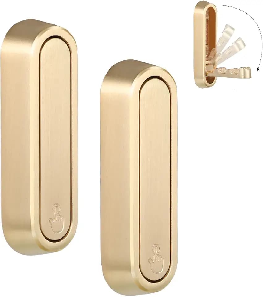 Dntorx Folding Coat Hooks, 2 Pcs Foldable Gold Wall Hooks Heavy Duty Foldable Hook Bathroom Towel Hooks Robe Hooks Wall Mounted for Hanging Coat Towels Clothes Hat Bags Keys