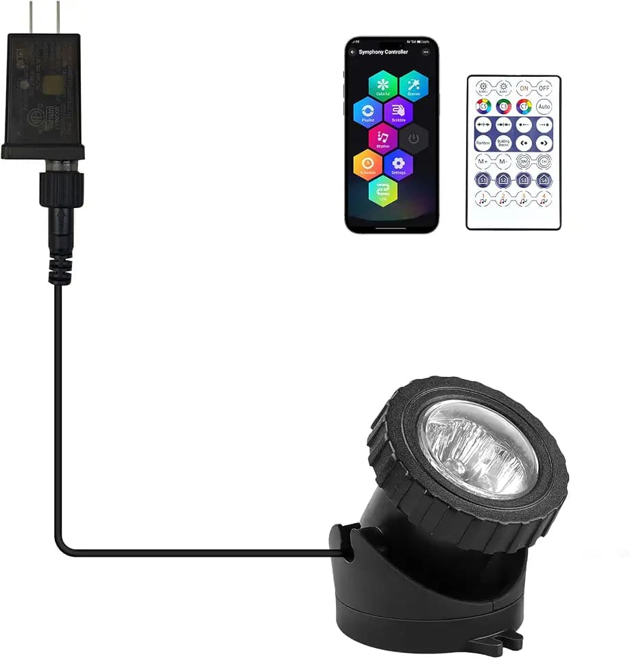 RGB Underwater Pond Lights, Super Bright LED Submersible Fountain Lights Colored Landscape Spotlights, Bluetooth APP Control IP68 Waterproof for Fish Aquarium Tank Garden Yard Pool(Set of 1)