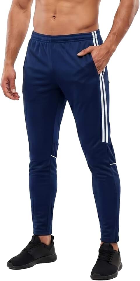 Herren Fitness-Jogginghose, Bodybuilding, Workout, schmale Passform, Laufhose, Fußballhose, Reißverschlusstaschen, Trainingshose für Herren
