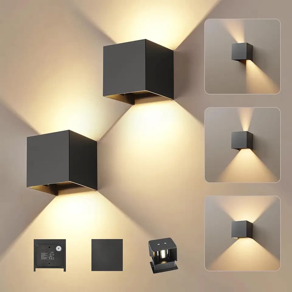 FUPE 2Stück 24W LED Wandleuchte Innen/Außen Schwarz