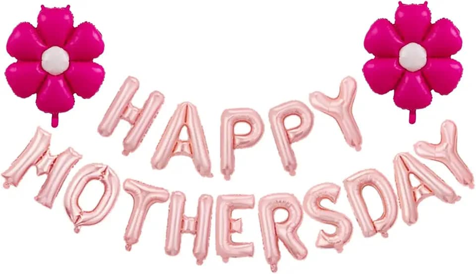HAPPY MOTHER'S DAY Balloon Set Decoration for Mother's Day Party (Hot Pink Daisy)