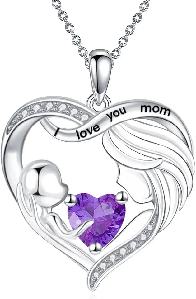 Gifts for Mom Mother and Daughter/Son Necklace 18K White Gold Mom Jewelry