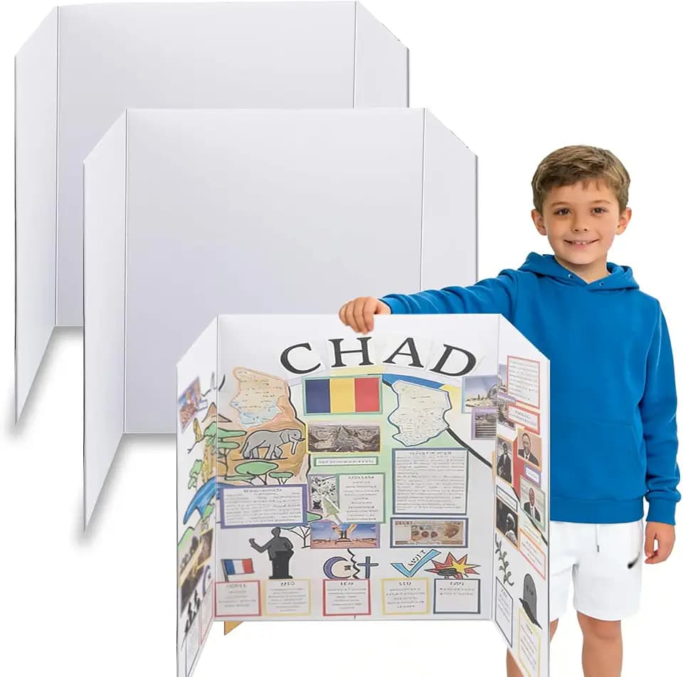 LonlyEagle 36” x 48” Trifold Poster Board，White Corrugated Project Boards for Presentations, Science Fair, School Projects, Event Displays and Trifold Picture Board，2 Pack