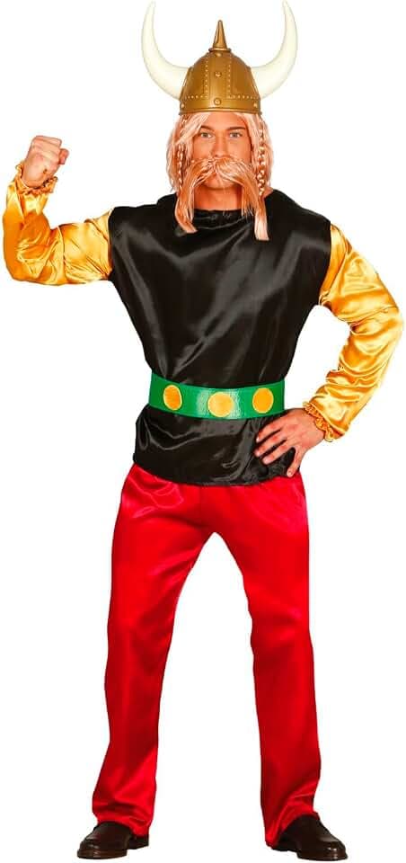 FIESTAS GUIRCA | Guerrero Galo Kostüm für Erwachsene - Jacke, Gürtel und Hose - Wikinger- und Barbaren Kostüme für Halloween, Karneval und Kostümpartys - Ideal für Herren - Schwarz und Rot