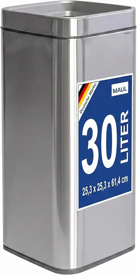 MAUL Abfalleimer 30 l MAULprime silber Edelstahl Anti-Fingerprint eckig