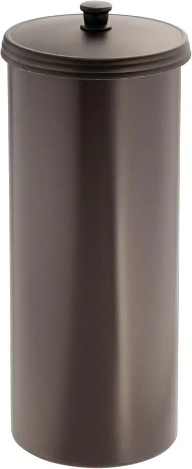 iDesign Kent Ersatzrollenhalter mit Deckel, freistehender und kompakter Toilettenpapierhalter für Ersatzrollen aus Kunststoff, bronzefarben