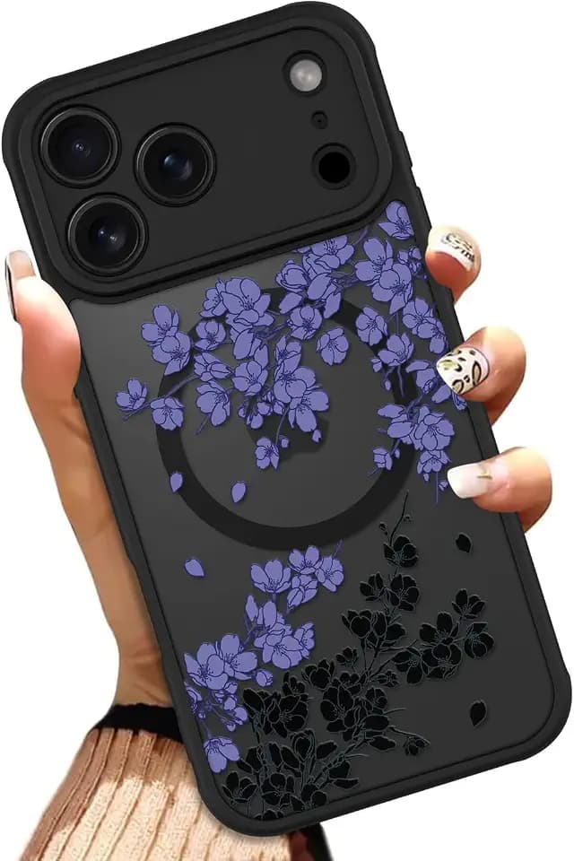 OOK Purple Floral Flowers Phone Case Made for iPhone 17 Pro Max 6.9 Inch