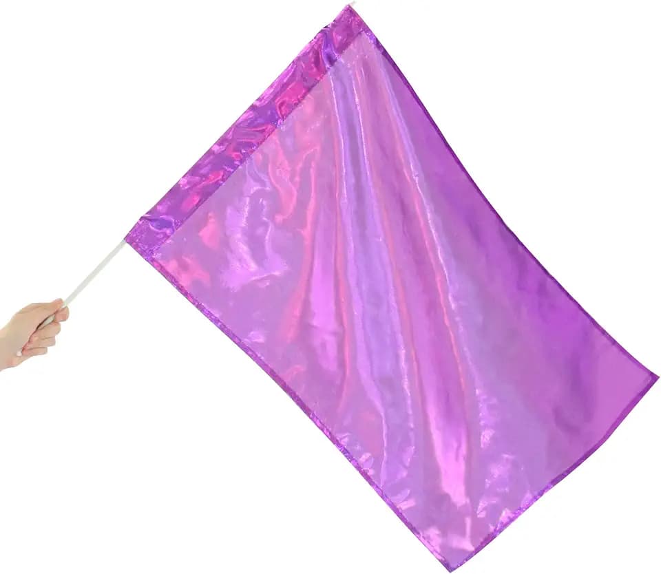 Danzcue Metallic Praise Flag with Rod, Deep Purple, Large