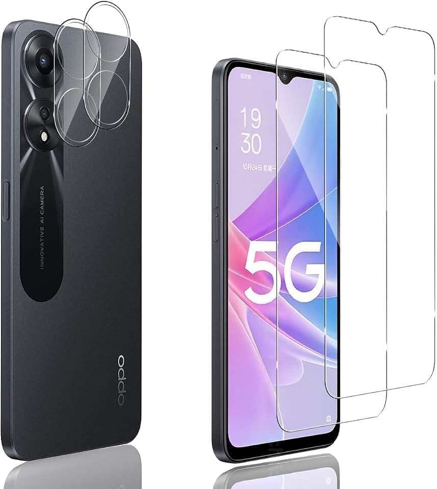 Reeshu Panzerfolie für OPPO A78 5G 2 Stück Schutzfolie für Panzerglas und 2 Stück Kameraschutz Panzerfolie, 9H Härte HD-Klar Anti-Bläschen Displayschutzfolie Schutz Glas