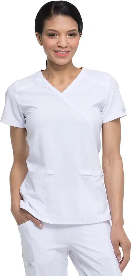 Dickies EDS Essentials Scrub Top for Women Mock Wrap Four-way Stretch