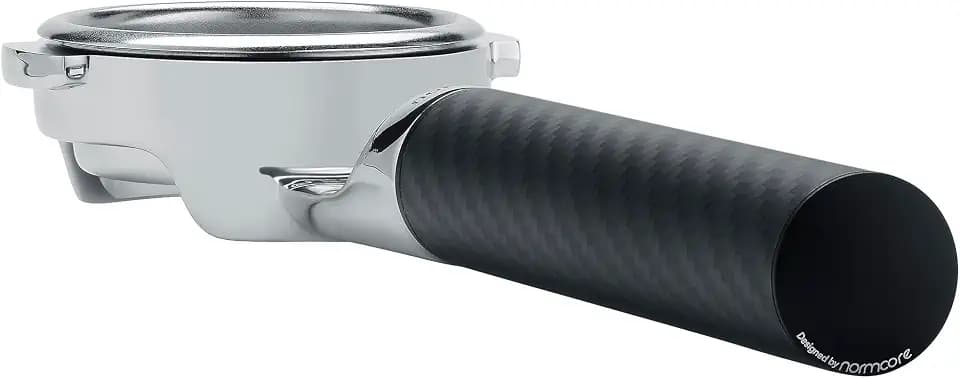 Normcore 58 mm flacher Siebträger für E61-Gruppenkopf, passend für Lelit, ECM, Rocket, Profitec Go, Flair 58, Ascaso, Billet Edelstahl Espresso-Siebträger mit Kohlefaser-Griff