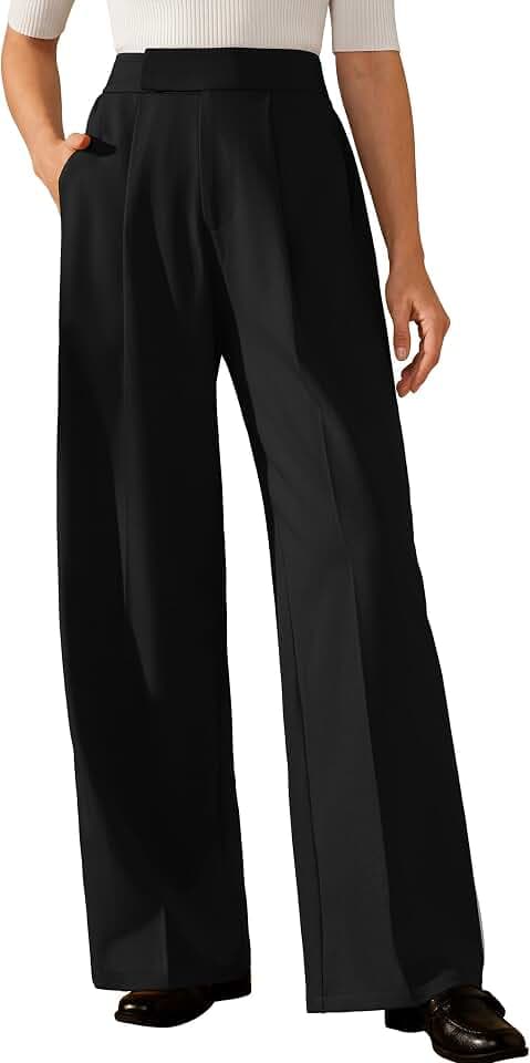 Arach&Cloz Women's Wide Leg All Season Business Casual Dress Pants