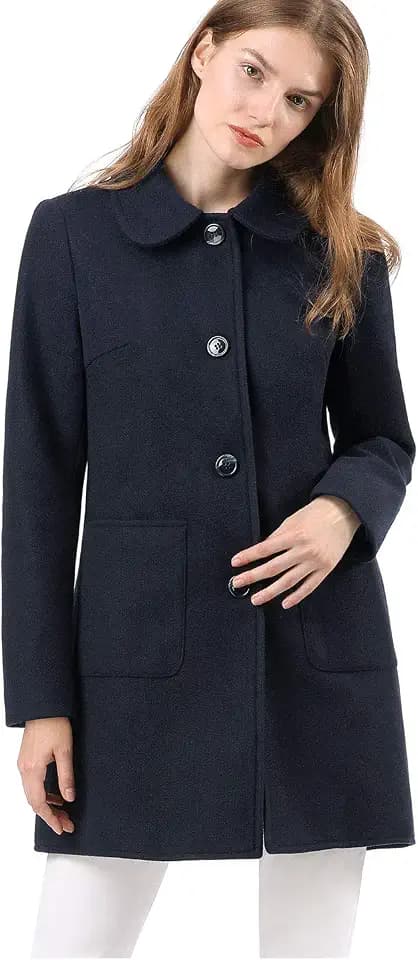 Allegra K Damen-Trenchcoat mit Umlegekragen, einreihig, Winter, Outwear
