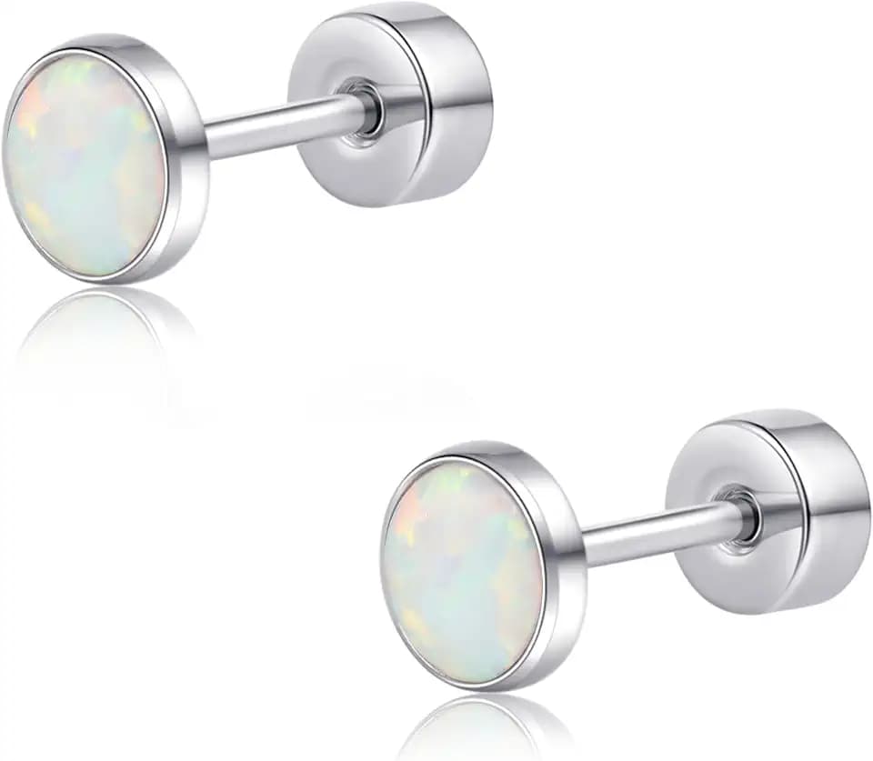 limerencia 20G Titanium Flat Back Stud Earrings for Women Men