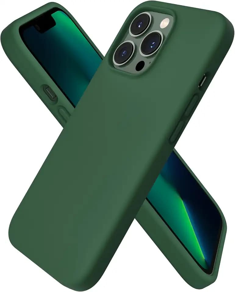ORNARTO for iPhone 13 Pro Case, Slim Liquid Silicone, Clover Green