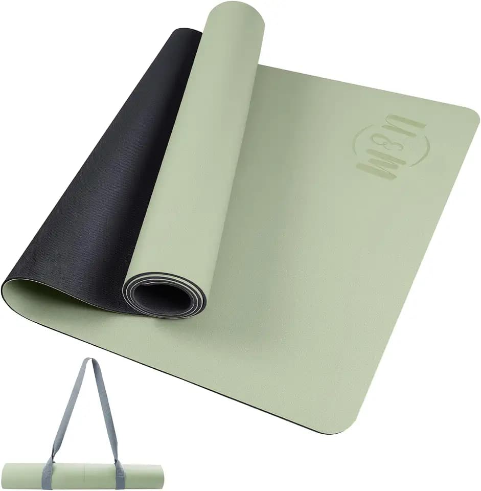 U&M Professional Non Slip PU Yoga Mat with Carrying Strap & Alignment Line, 72"x27" Extra Wide 0.2" Thick Exercise Mat for Home Gym | Sweatproof High Density | Anti-tear | Textured Surface | Natural Rubber Bottom Workout Mat for Women & Men Yoga Pilates Fitness