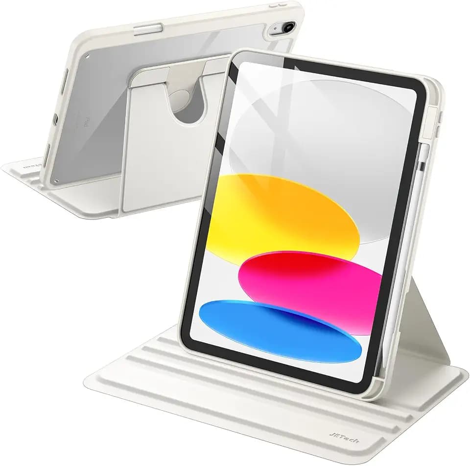 JETech 360° Rotating Case for iPad (A16) 11th/10th Gen, White