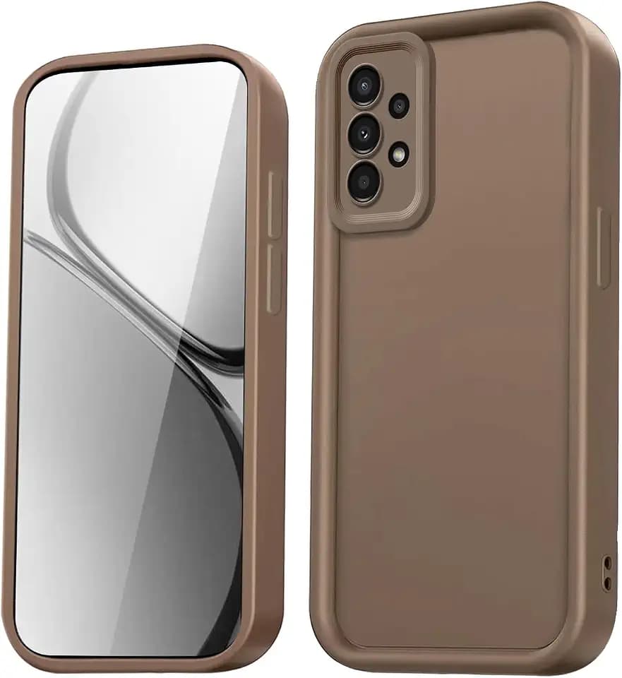 HAOYE Hülle für Samsung Galaxy A52 4G/A52 5G/A52s Schutzhülle, Silikon Stoßfeste Handyhülle mit Erhöhten Rändern/Verstärkten Ecken Schlichtem Design Case - Braun