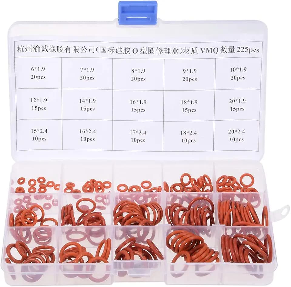 Sourcing Map O-Ring-Sortiment, metrisches Dichtungsring-Set für Sanitär und Automobil-Reparatur, Red Silicone O-Rings Kit, rot, 225