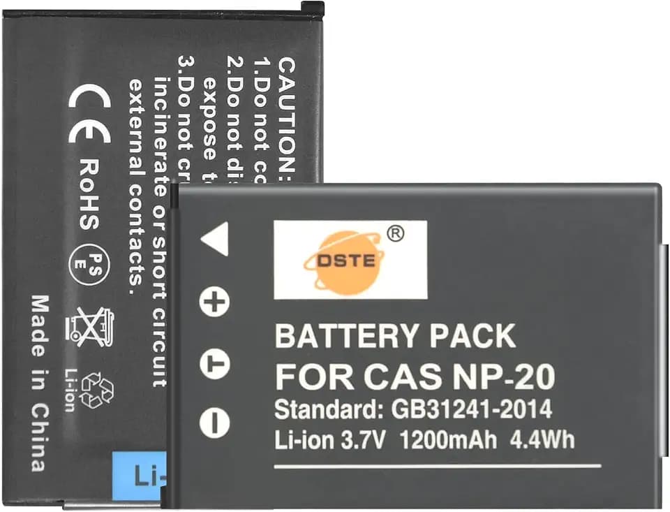 (2-Pack) NP-20 DSTE Ersatz Batterie Akku Kompatibel für Casio Exilim EX-S100WE EX-S1PM EX-S2 EX-S20 EX-S20U EX-S3 EX-S500 Exilim Zoom EX-Z70 EX-Z77 EX-Z70BK Camera as Casio NP-20DBA